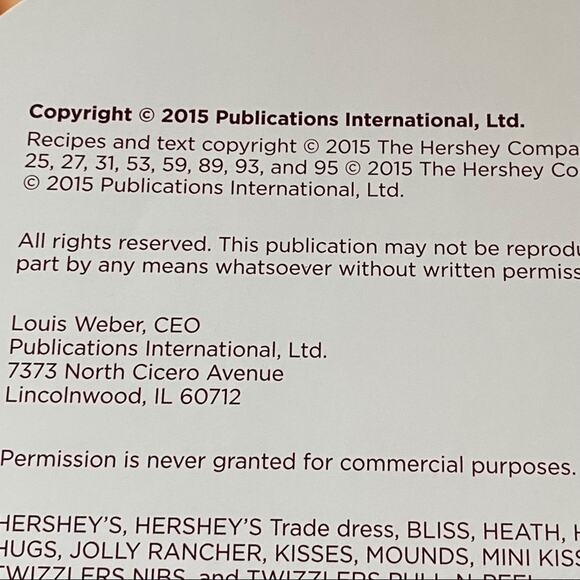 Hershey's 2015 Sweet Treats & More Hard Cover Book - Picture 2 of 3